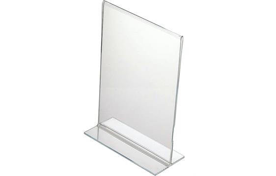 124501  328206 Menyholder i akryl A4 for bord transparent, stående